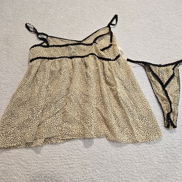 August Silk Intimates 2 pc Silk Babydoll Chemise Set with Matching Thong Size L - Picture 7 of 10